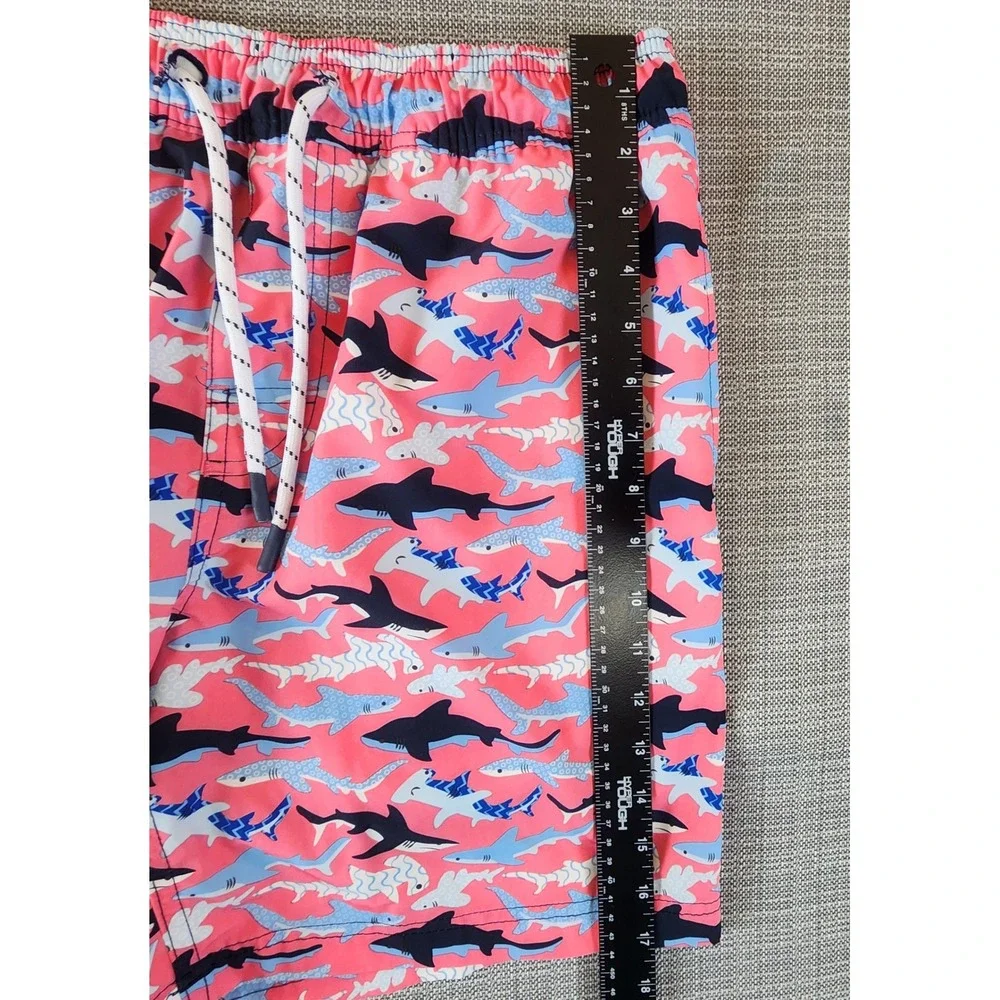 Member's Mark Mens M Resort Swim Trunk Pink Shark Board Shorts Beachwear
